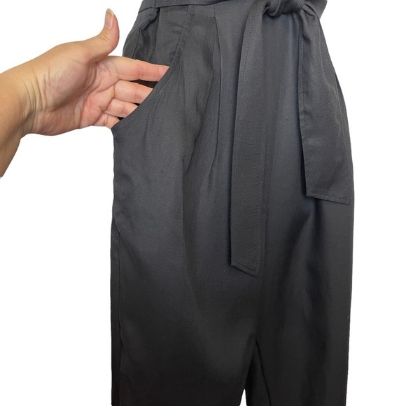 New Anthropologie Maeve Jumpsuit Pants Length Linen Blend Scoop Neck Black - Picture 3 of 12